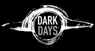 White coffee ring with Dark Days text on black background
